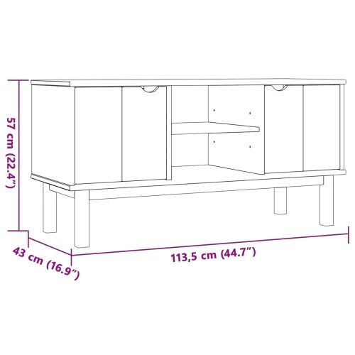 TV stalak OTTA 113,5 x 43 x 57 cm Crna Masivna borovina - Crna Cijena