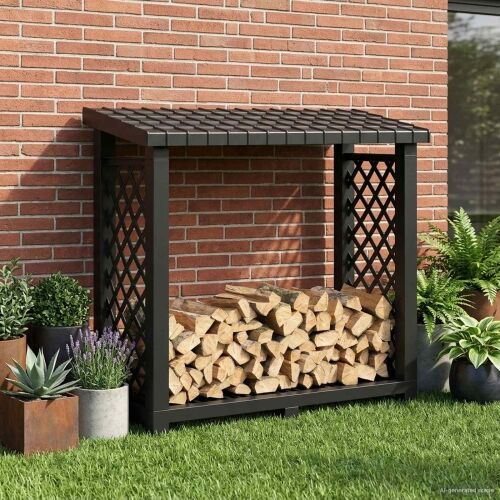 Drva za potpalu 114 x 46 x 101 cm PP Antracit Cijena