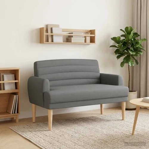 Ljubavni kauč s gumbima Tamnosiva 116 x 67 x 80 cm Tkanina - Tamnosiva Cijena