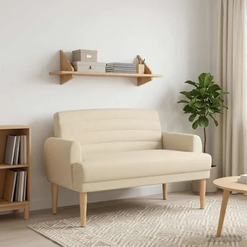 Ljubavni kauč s gumbima Krem 116 x 67 x 80 cm Tkanina - Krem Cijena