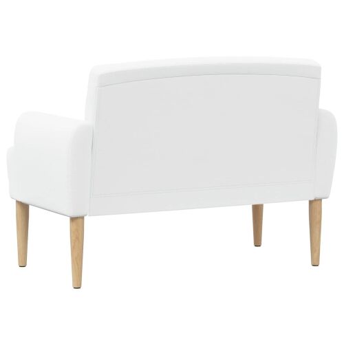 Ljubavni kauč s gumbima Bijela 116 x 67 x 80 cm Tkanina - Bijela Cijena