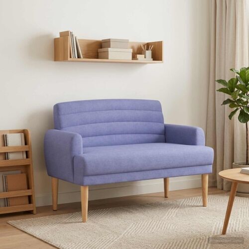 Ljubavni kauč s gumbima Traper plava 116 x 67 x 80 cm Tkanina - Trapere plave boje Cijena
