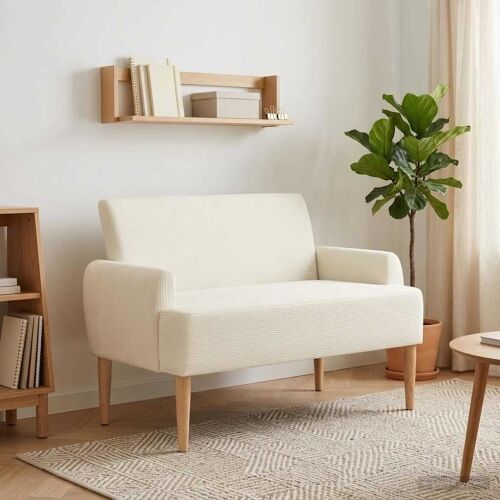 Ljubavni kauč s gumbima Krem 116 x 67 x 81 cm Kordura tekstil - Krem Cijena