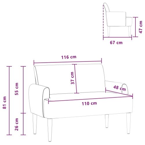 Ljubavni kauč s gumbima Krem 116 x 67 x 81 cm Kordura tekstil - Krem Cijena