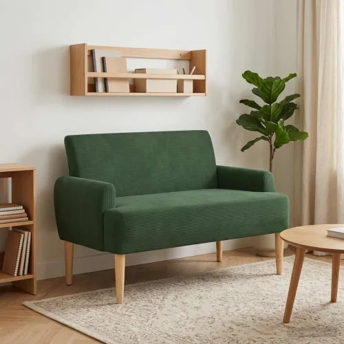 Ljubavni kauč s gumbima Jungle zelena 116 x 67 x 81 cm - Zelena boja džungle Cijena