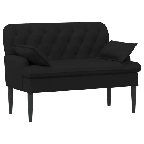 Ljubavni kauč s gumbima Crna 111 x 68 x 80 cm Tkanina - Crna Cijena