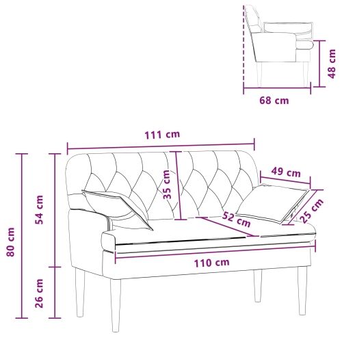 Ljubavni kauč s gumbima Vinska crvena 111 x 68 x 80 cm Tkanina - boja crnog vina Cijena