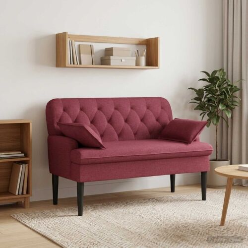 Ljubavni kauč s gumbima Vinska crvena 111 x 68 x 80 cm Tkanina - boja crnog vina Cijena
