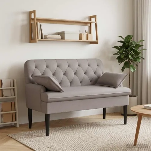Ljubavni kauč s gumbima Sivosmeđa 111 x 68 x 80 cm Tkanina - Sivosmeđa Cijena