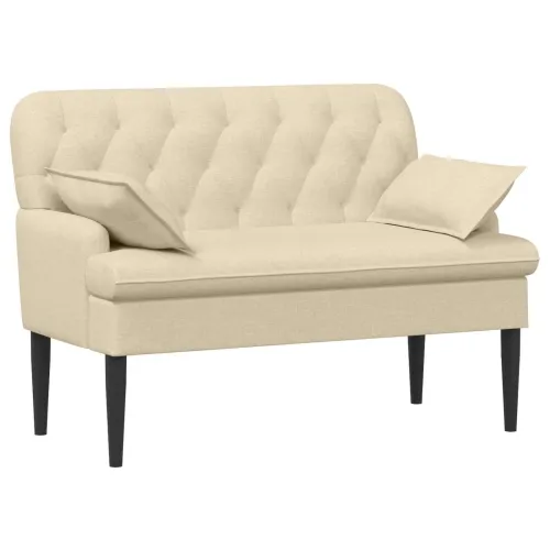 Ljubavni kauč s gumbima Krem 111 x 68 x 80 cm Tkanina - Krem Cijena
