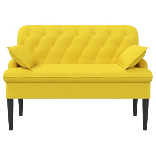 Ljubavni kauč s gumbima Svijetlo žuta 111 x 68 x 80 cm Tkanina - Svjetložuta Cijena