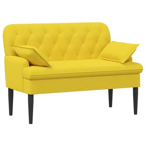 Ljubavni kauč s gumbima Svijetlo žuta 111 x 68 x 80 cm Tkanina - Svjetložuta Cijena