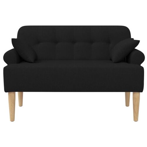 Ljubavni kauč s gumbima Crna 120 x 65 x 79 cm Tkanina - Crna Cijena