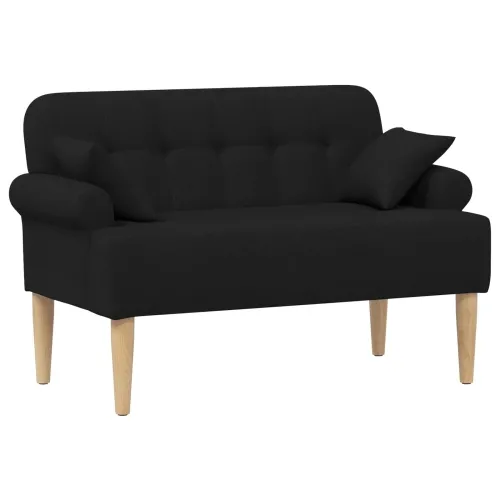 Ljubavni kauč s gumbima Crna 120 x 65 x 79 cm Tkanina - Crna Cijena