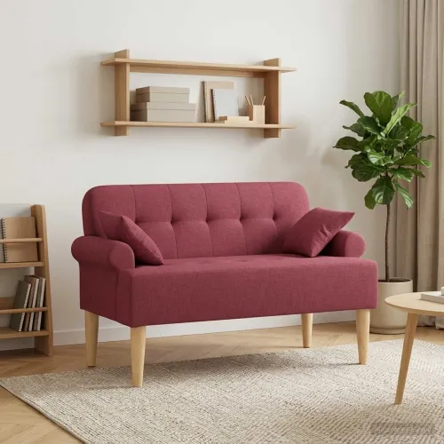 Ljubavni kauč s gumbima Vinska crvena 120 x 65 x 79 cm Tkanina - boja crnog vina Cijena