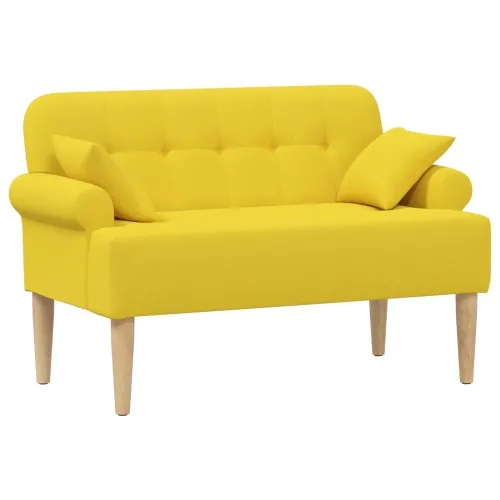 Ljubavni kauč s gumbima Svijetlo žuta 120 x 65 x 79 cm Tkanina - Svjetložuta Cijena
