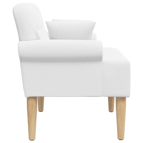 Ljubavni kauč s gumbima Bijela 120 x 65 x 79 cm Tkanina - Bijela Cijena