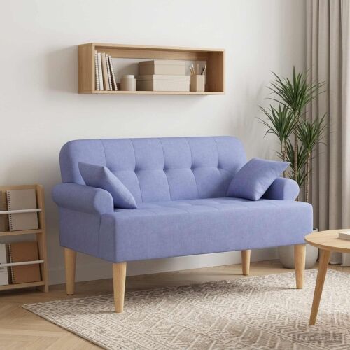 Ljubavni kauč s gumbima Traper plava 120 x 65 x 79 cm Tkanina - Trapere plave boje Cijena