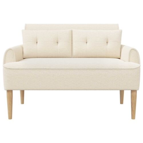 Ljubavni kauč s gumbima Krem 117 x 67 x 77 cm Bouclé - Krem Cijena