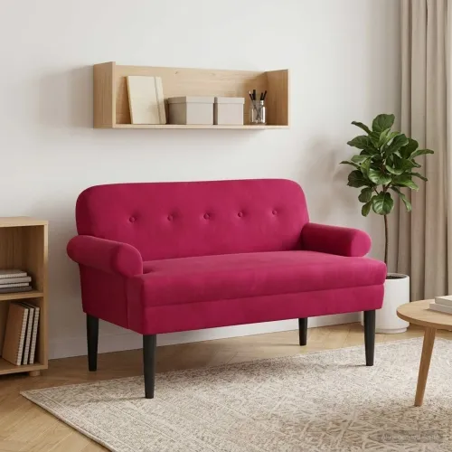 Ljubavni kauč s gumbima Vinska crvena 120 x 66 x 78 cm Baršun - boja crnog vina Cijena