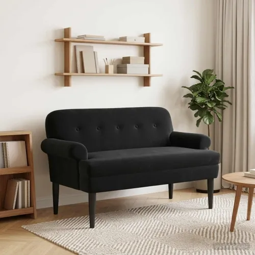 Ljubavni kauč s gumbima Crna 120 x 66 x 78 cm Baršun - Crna Cijena