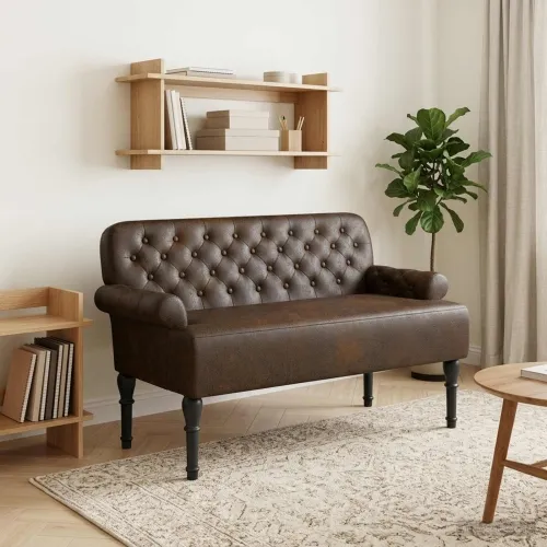 Ljubavni kauč s gumbima Smeđa 120 x 65 x 78 cm - Smeđa Cijena