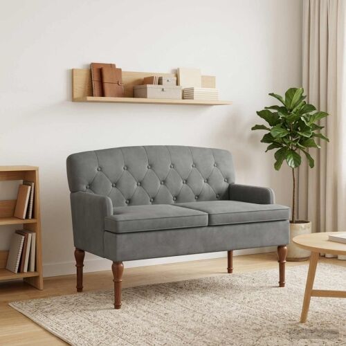 Ljubavni kauč s gumbima Tamnosiva 111 x 65 x 79 cm Baršun - Tamnosiva Cijena