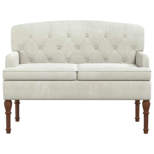 Ljubavni kauč s gumbima Krem 111 x 65 x 79 cm Baršun - Krem Cijena