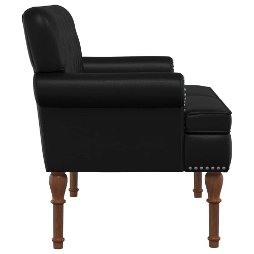 Ljubavni kauč s gumbima Crna 120 x 65 x 77 cm Umjetna koža - Crna Cijena