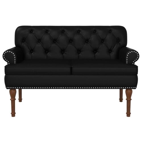 Ljubavni kauč s gumbima Crna 120 x 65 x 77 cm Umjetna koža - Crna Cijena