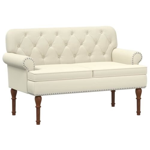 Ljubavni kauč s gumbima Krem 120 x 65 x 77 cm Umjetna koža - Krem Cijena