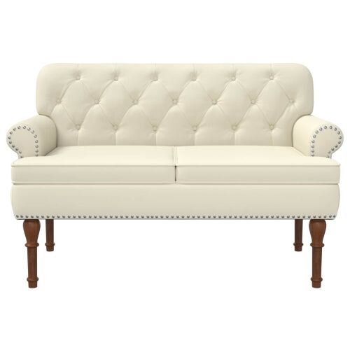 Ljubavni kauč s gumbima Krem 120 x 65 x 77 cm Umjetna koža - Krem Cijena