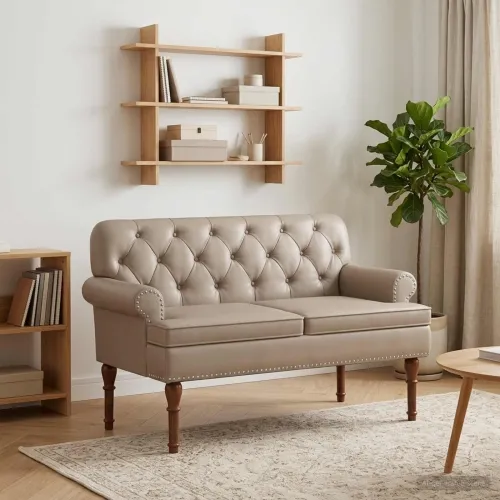 Ljubavni kauč s gumbima Boja cappuccina 120 x 65 x 77 cm - Boja cappuccina Cijena
