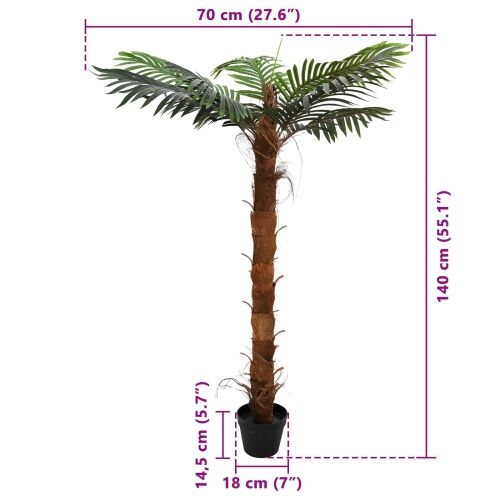Umjetno Cocuspalm drvo Zelena 70 x 18 x 140 cm Tkanina i bambus - 140 cm Cijena