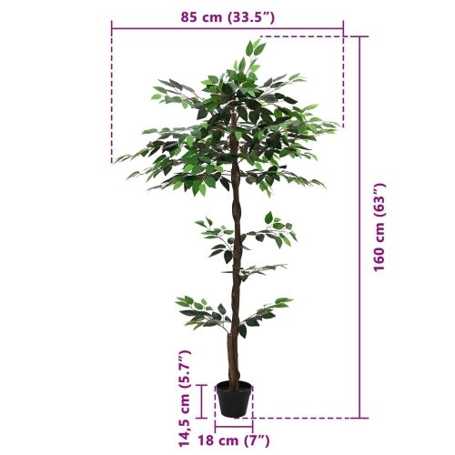 Umjetna ficus biljka Zelena 85 x 18 x 160 cm Tkanina i drvo Cijena