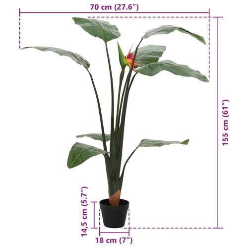Umjetna Strelitzia Biljka Zelena 70 x 18 x 155 cm Tkanina i PE Cijena