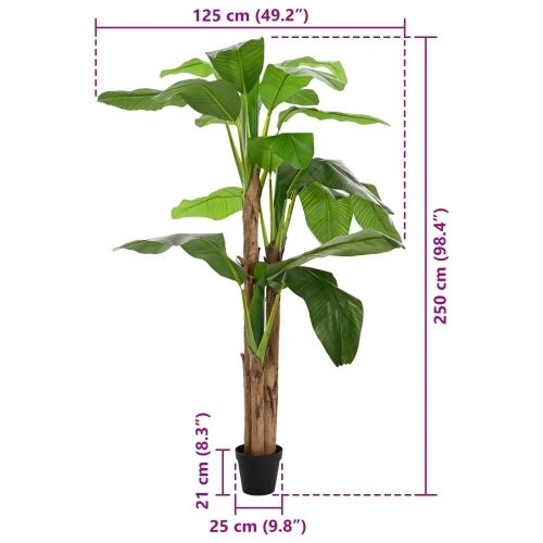 Umjetno banana drvo Zelena 125 x 25 x 250 cm Tkanina i bambus Cijena