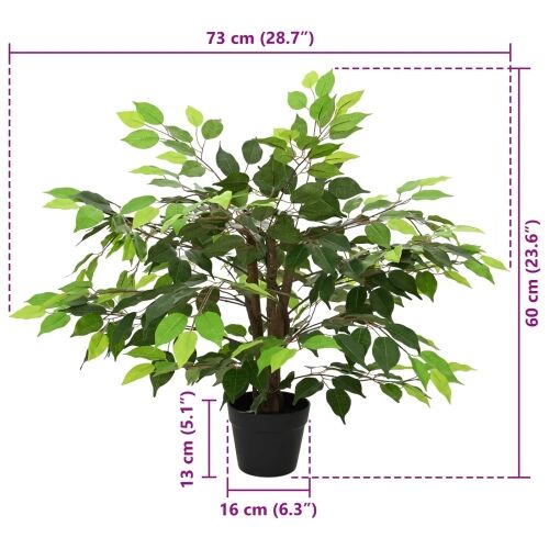 Umjetna ficus biljka Zelena 73 x 16 x 60 cm Tkanina i drvo Cijena