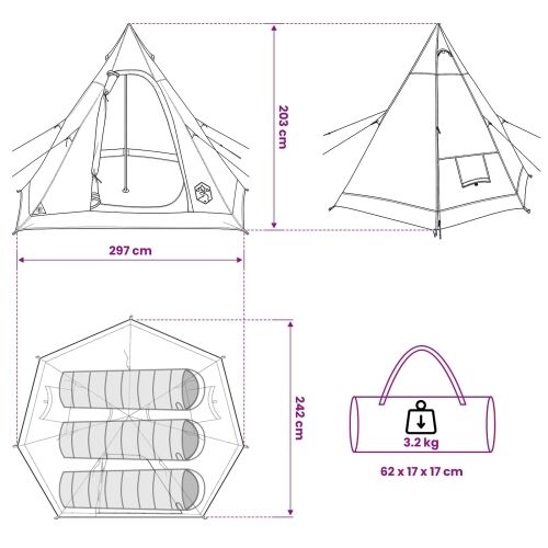 3 osoba Plava 185T Poliester s PU premazom - Plava Cijena