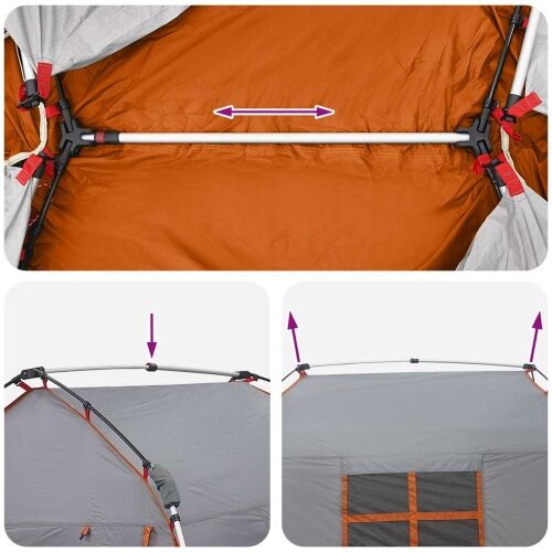 Instant šator otporan na vodu 3-osobni Siva i narančasta - Siva i narančasta 3 osobe Cijena