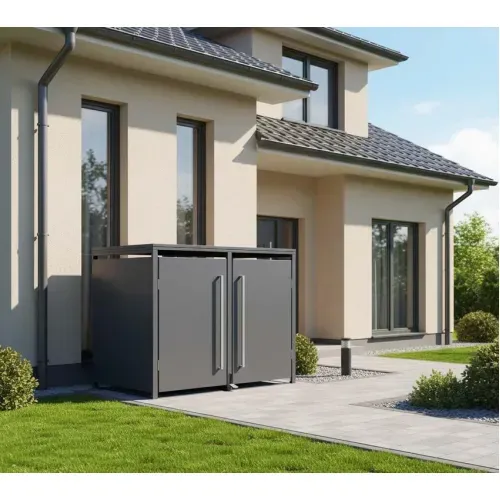 Westmann -&nbsp; Metalno spremište za kante za smeće s nožnom pedalom | Pedura 2 | 2x240L | antracit - BRANDED IN GERMANY Cijena