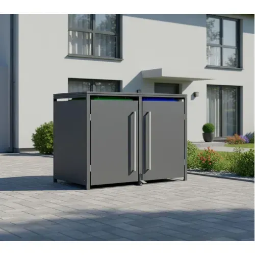 Westmann -&nbsp; Metalno spremište za kante za smeće s nožnom pedalom | Pedura 2 | 2x240L | antracit - BRANDED IN GERMANY Cijena
