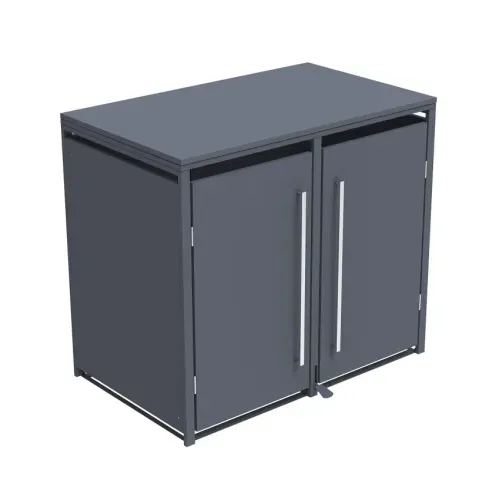 Westmann -&nbsp; Metalno spremište za kante za smeće s nožnom pedalom | Pedura 2 | 2x240L | antracit - BRANDED IN GERMANY Cijena