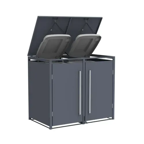Westmann -&nbsp; Metalno spremište za kante za smeće s nožnom pedalom | Pedura 2 | 2x240L | antracit - BRANDED IN GERMANY Cijena