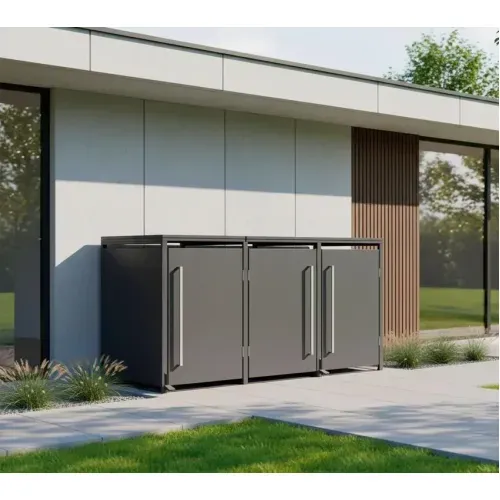 Westmann -&nbsp; Metalno spremište za kante za smeće s nožnom pedalom | Pedura 3 | 3x240L | antracit - BRANDED IN GERMANY Cijena