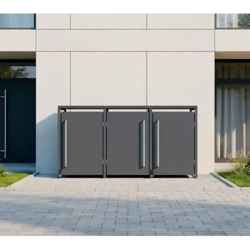 Westmann -&nbsp; Metalno spremište za kante za smeće s nožnom pedalom | Pedura 3 | 3x240L | antracit - BRANDED IN GERMANY Cijena
