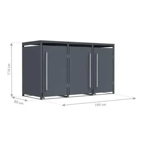 Westmann -&nbsp; Metalno spremište za kante za smeće s nožnom pedalom | Pedura 3 | 3x240L | antracit - BRANDED IN GERMANY Cijena