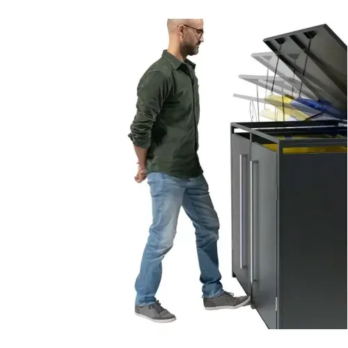 Westmann -&nbsp; Metalno spremište za kante za smeće s nožnom pedalom | Pedura 3 | 3x240L | antracit - BRANDED IN GERMANY Cijena
