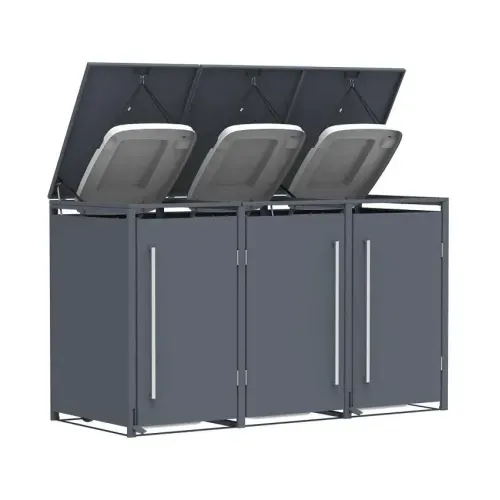 Westmann -&nbsp; Metalno spremište za kante za smeće s nožnom pedalom | Pedura 3 | 3x240L | antracit - BRANDED IN GERMANY Cijena