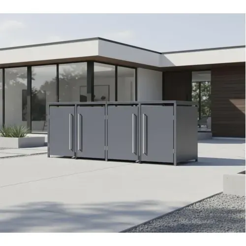 Westmann -&nbsp; Metalno spremište za kante za smeće s nožnom pedalom | Pedura 4 | 4x240L | antracit - BRANDED IN GERMANY Cijena